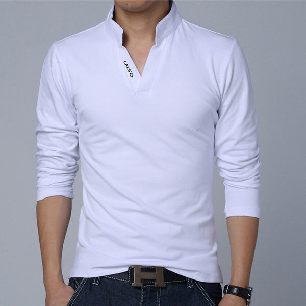 HOT SELL 2017 New Fashion Brand Men Clothes Solid Color Long Sleeve Slim Fit T Shirt Men.