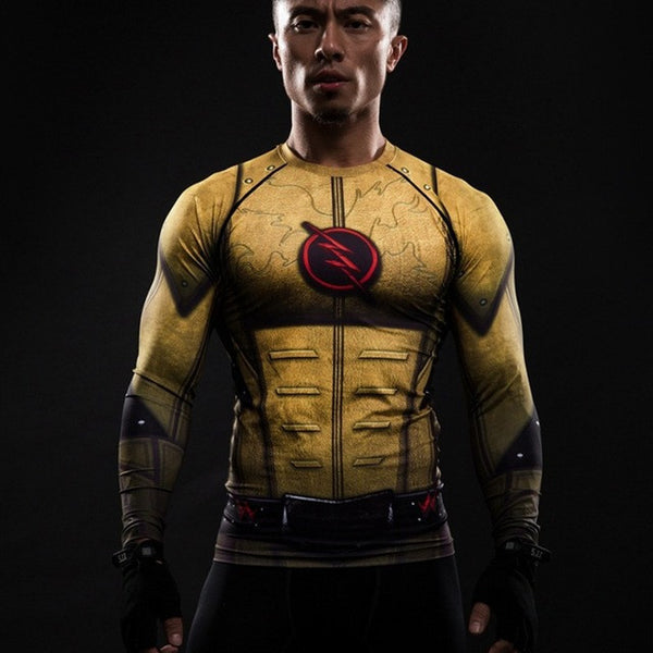 ZOOM 3D Printed T-shirts Men Raglan Long Sleeve Compression Shirt.