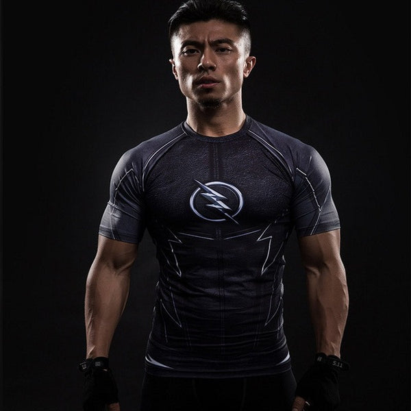 ZOOM 3D Printed T-shirts Men Raglan Long Sleeve Compression Shirt.