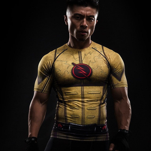 T Shirt Compression homme Musculation The Flash ZOOM 3D musculation