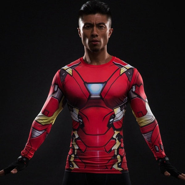 ZOOM 3D Printed T-shirts Men Raglan Long Sleeve Compression Shirt.