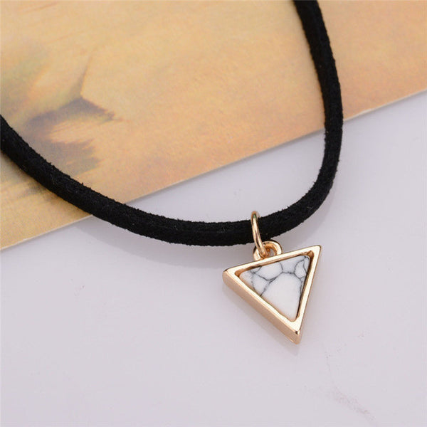 Punk Necklace Women Short Black Velvet Choker Necklaces With Triangle Faux Stone From India.