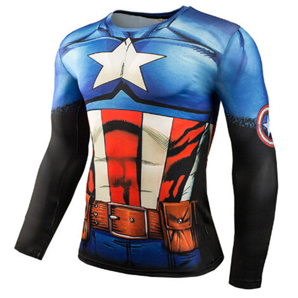 Winter Soldier Bucky Superman Anime 3D T Shirt Fitness Men Crossfit T-Shirt Long Sleeve Compression Shirt