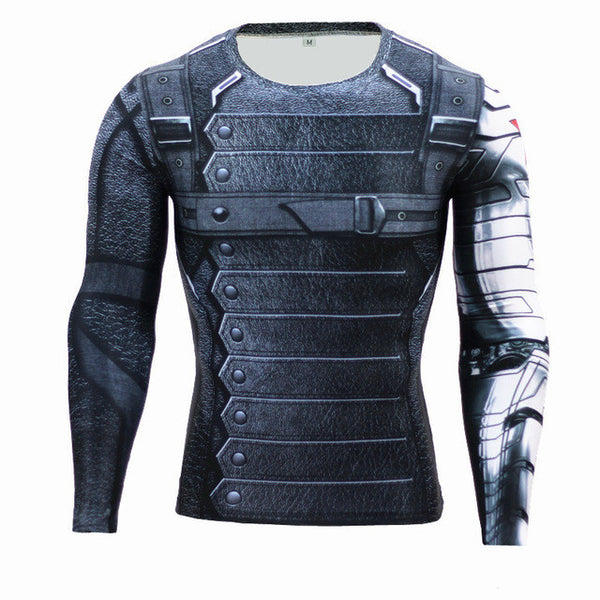 Winter Soldier Bucky Superman Anime 3D T Shirt Fitness Men Crossfit T-Shirt Long Sleeve Compression Shirt