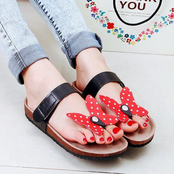 Summer Mouse Shoes, Slippers Ladies  Flat Sandals Beach .