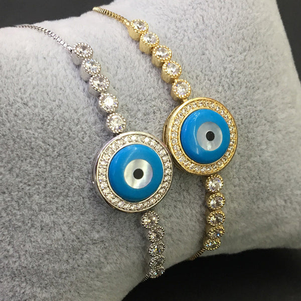 Evil Eye Bracelet  Gifts Round Shape Shell Pearl Bracelets For Women