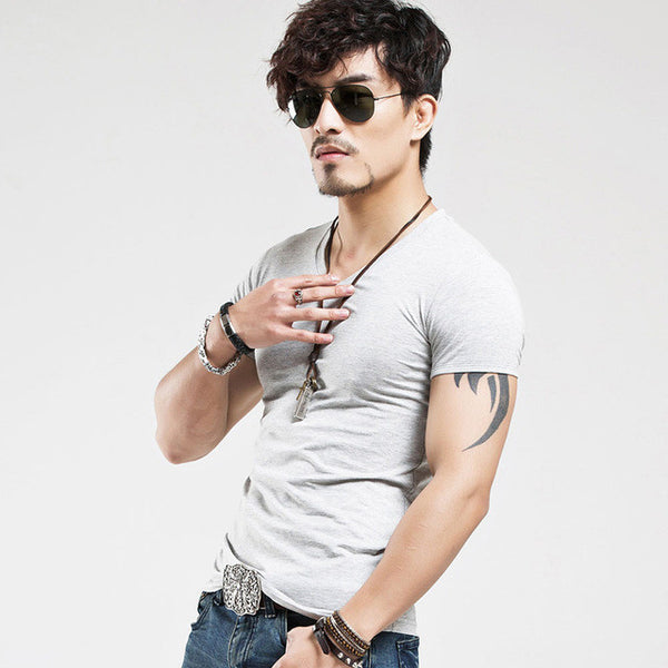 Tees 2017 summer cotton v neck short sleeve t shirt