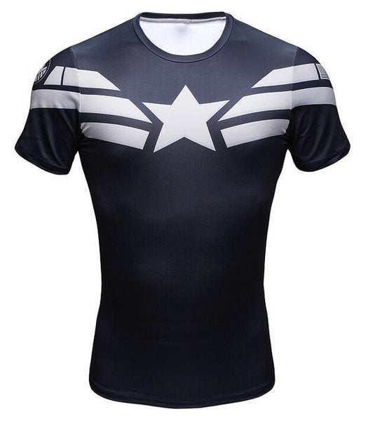 New 2017 Comic Superhero Compression Shirt Captain America Iron man Fit Tight G ym Bodybuilding T Shirt