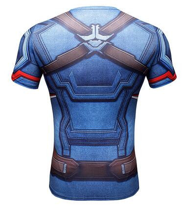 New 2017 Comic Superhero Compression Shirt Captain America Iron man Fit Tight G ym Bodybuilding T Shirt