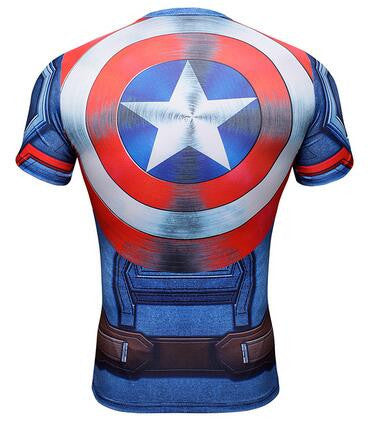 New 2017 Comic Superhero Compression Shirt Captain America Iron man Fit Tight G ym Bodybuilding T Shirt