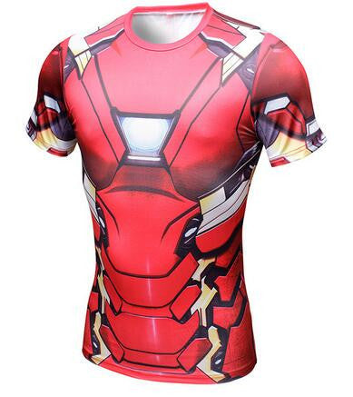 New 2017 Comic Superhero Compression Shirt Captain America Iron man Fit Tight G ym Bodybuilding T Shirt