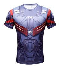New 2017 Comic Superhero Compression Shirt Captain America Iron man Fit Tight G ym Bodybuilding T Shirt