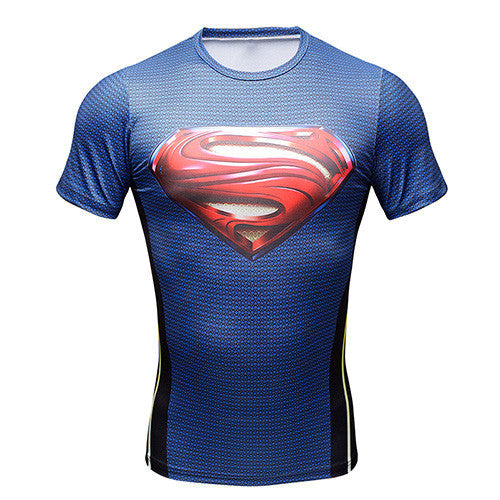New 2017 Comic Superhero Compression Shirt Captain America Iron man Fit Tight G ym Bodybuilding T Shirt