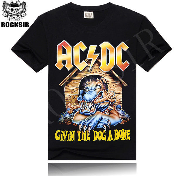 AC DC Heavy metal Bell Skull Men t-shirts Chain acdc summer style.