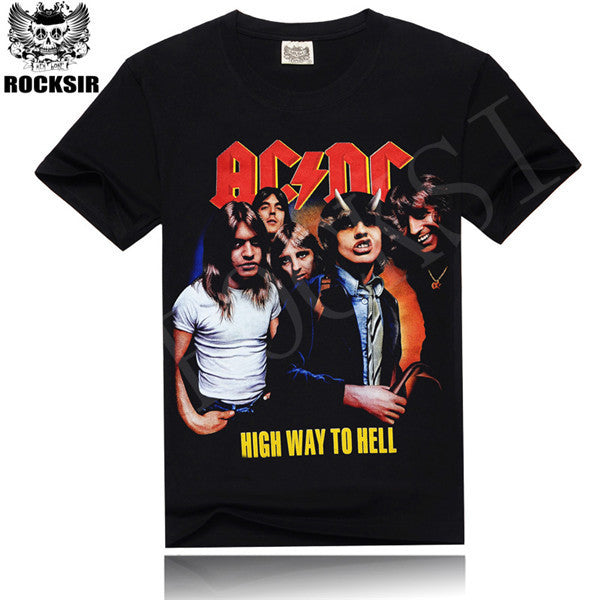 AC DC Heavy metal Bell Skull Men t-shirts Chain acdc summer style.