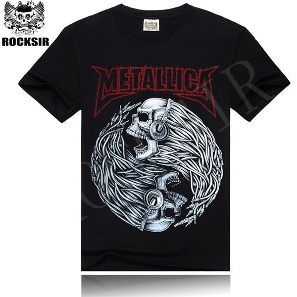 AC DC Heavy metal Bell Skull Men t-shirts Chain acdc summer style.