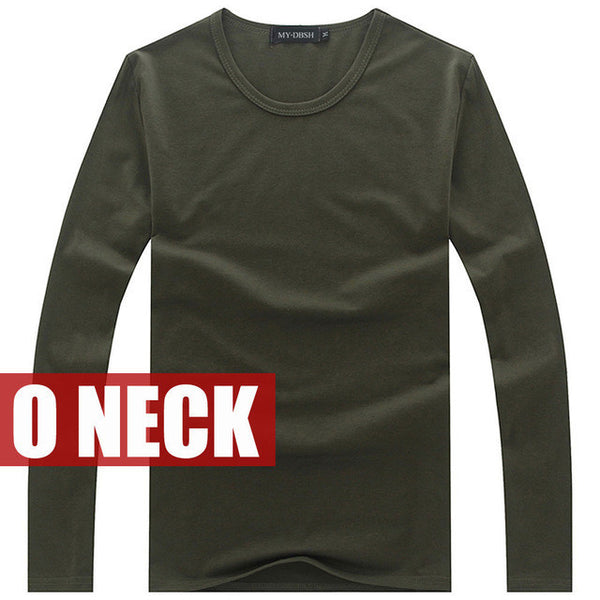 Hot Sale New spring high-elastic cotton t-shirts men's long sleeve v neck.