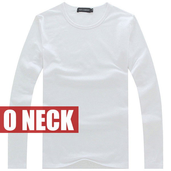 Hot Sale New spring high-elastic cotton t-shirts men's long sleeve v neck.