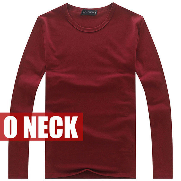 Hot Sale New spring high-elastic cotton t-shirts men's long sleeve v neck.
