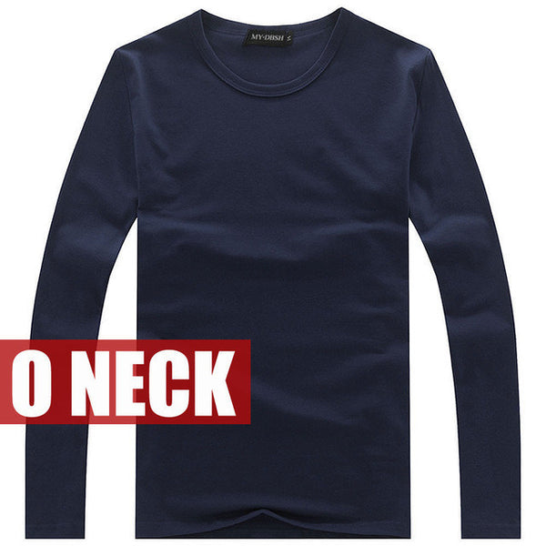 Hot Sale New spring high-elastic cotton t-shirts men's long sleeve v neck.
