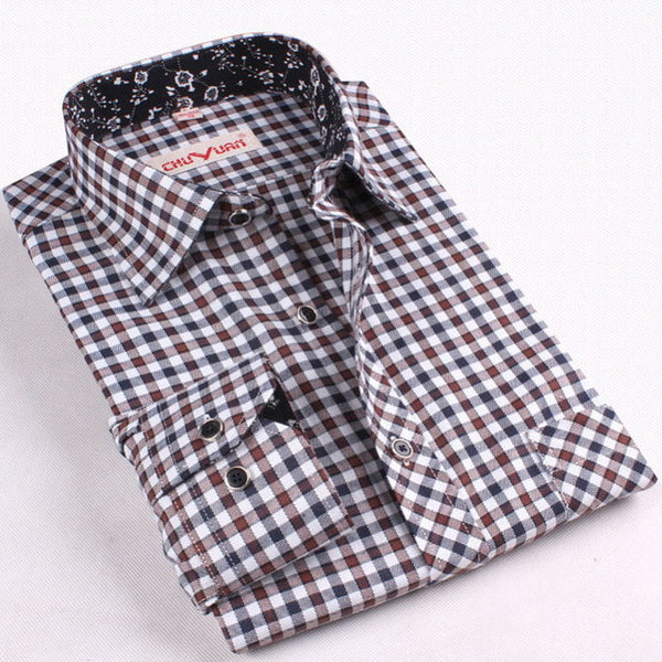 2017 New Men Thickening Imitation Wool Plaid Shirt.