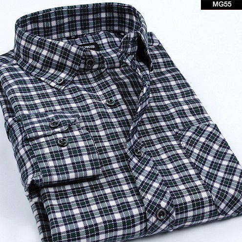 2017 New Men Thickening Imitation Wool Plaid Shirt.