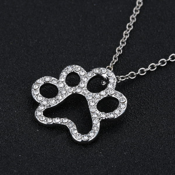 Personalized charming Fashion jewelry Silver plated Black and White crystal rhinestone Dog Paw.