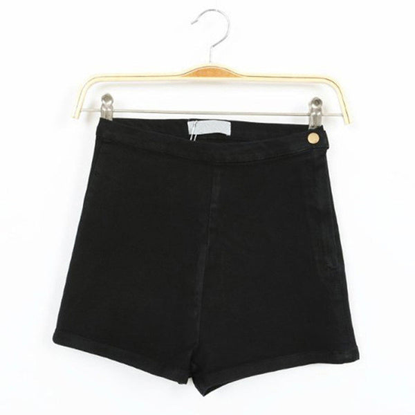Colorful Apparel New Hot Fashion Solid Side Zipper High Waist Shorts Women.