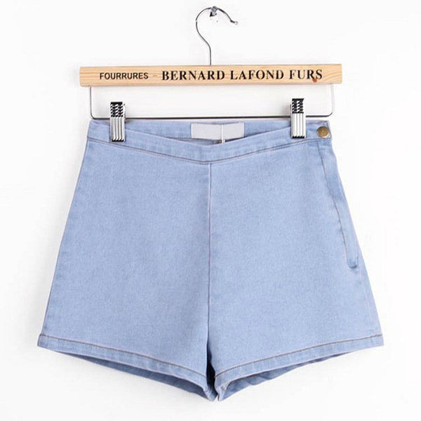 Colorful Apparel New Hot Fashion Solid Side Zipper High Waist Shorts Women.