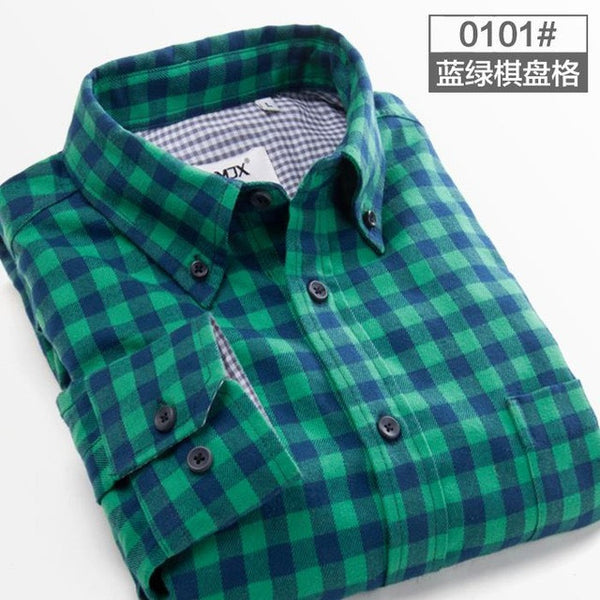 spring plaid shirt male long-sleeved shirt plus size youth office business casual shirt men.