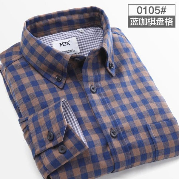 spring plaid shirt male long-sleeved shirt plus size youth office business casual shirt men.