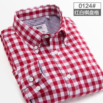 spring plaid shirt male long-sleeved shirt plus size youth office business casual shirt men.