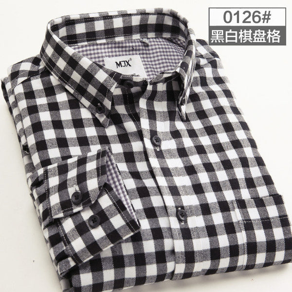spring plaid shirt male long-sleeved shirt plus size youth office business casual shirt men.