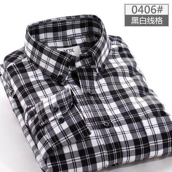 spring plaid shirt male long-sleeved shirt plus size youth office business casual shirt men.