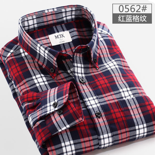 spring plaid shirt male long-sleeved shirt plus size youth office business casual shirt men.