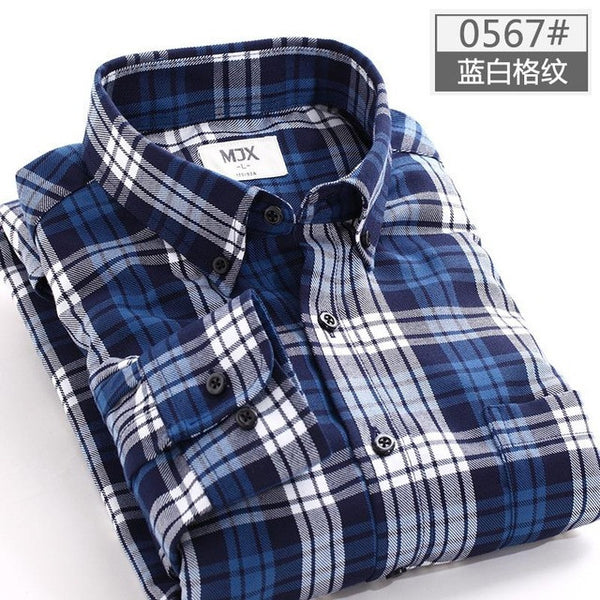 spring plaid shirt male long-sleeved shirt plus size youth office business casual shirt men.