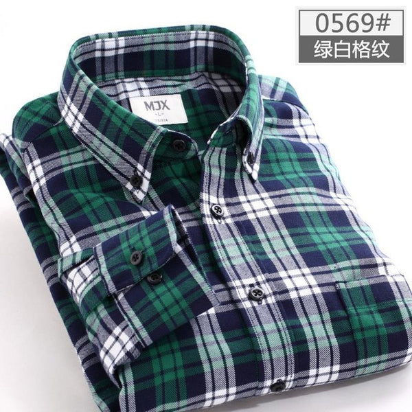 spring plaid shirt male long-sleeved shirt plus size youth office business casual shirt men.