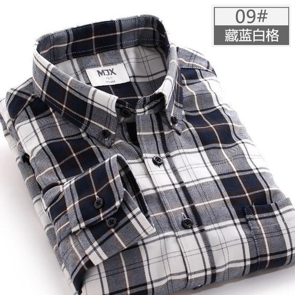 spring plaid shirt male long-sleeved shirt plus size youth office business casual shirt men.