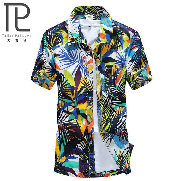 Mens Hawaiian Shirt Male Casual camisa masculina  Printed Beach Shirts Short Sleeve.