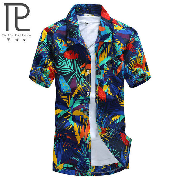 Mens Hawaiian Shirt Male Casual camisa masculina  Printed Beach Shirts Short Sleeve.