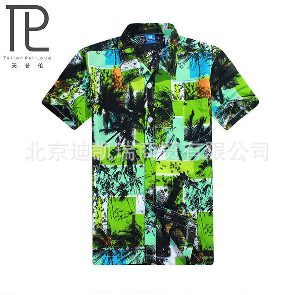 Mens Hawaiian Shirt Male Casual camisa masculina  Printed Beach Shirts Short Sleeve.