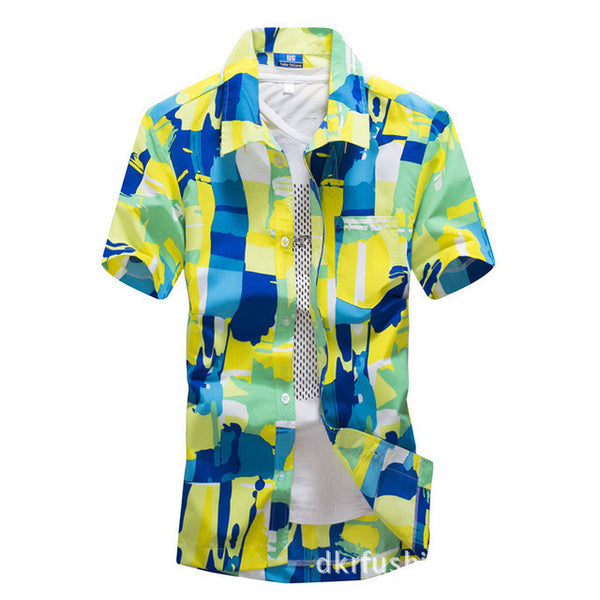 Mens Hawaiian Shirt Male Casual camisa masculina  Printed Beach Shirts Short Sleeve.