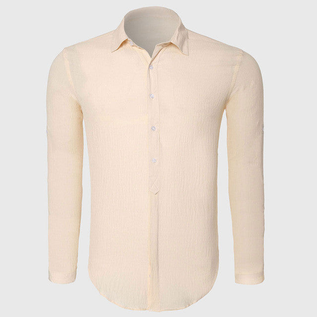 Zecmos Cotton Linen Shirts Man Summer White Shirt.