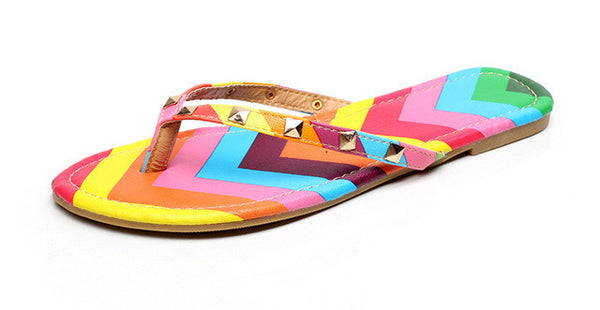 New 2017 Summer Style Rainbow Flip Flops Sexy Slippers Free shipping