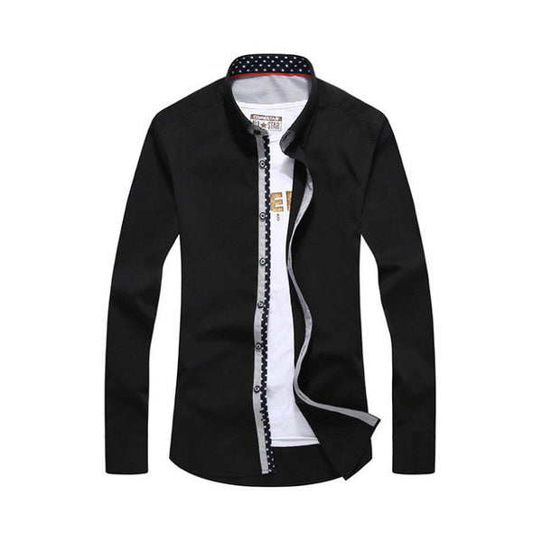 2017 New spring fashion solid shirts men slim long sleeved cotton Business dress shirts.