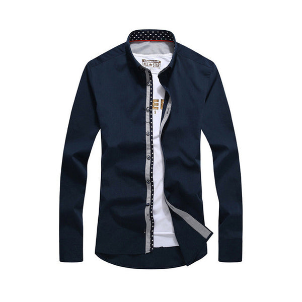 2017 New spring fashion solid shirts men slim long sleeved cotton Business dress shirts.