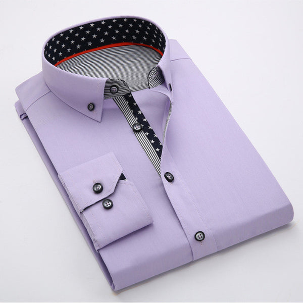 2017 New spring fashion solid shirts men slim long sleeved cotton Business dress shirts.