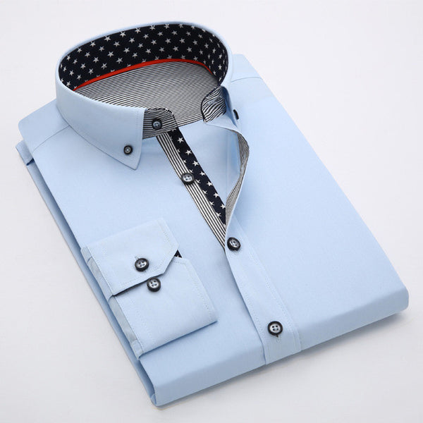 2017 New spring fashion solid shirts men slim long sleeved cotton Business dress shirts.