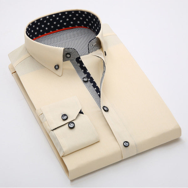 2017 New spring fashion solid shirts men slim long sleeved cotton Business dress shirts.