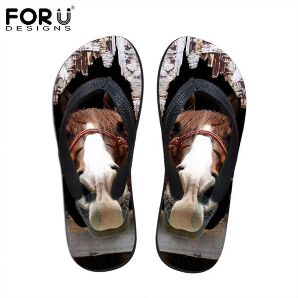 Men's Summer Flip Flops 3D Animals Print Rubber Slippers.